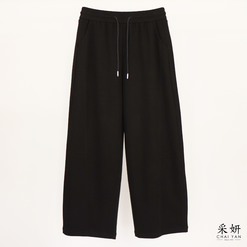 彎刀感休閒寬褲