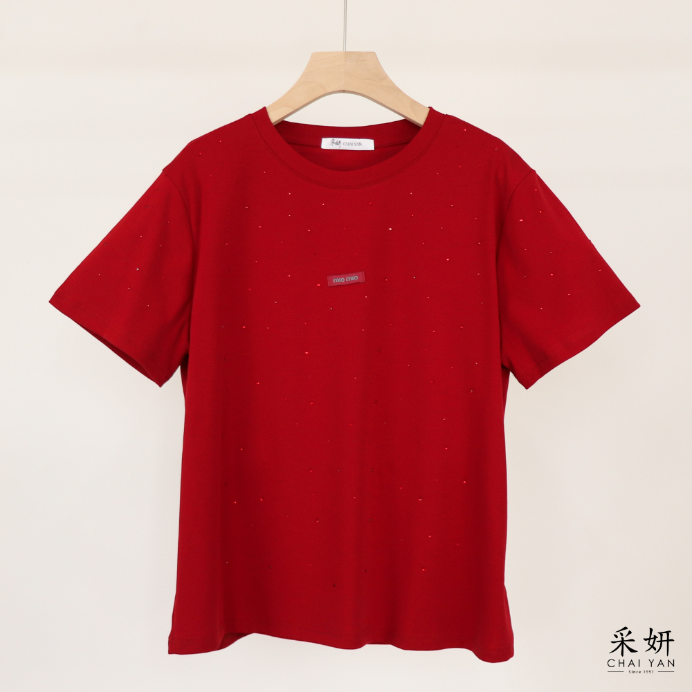 布標水鑽短袖上衣