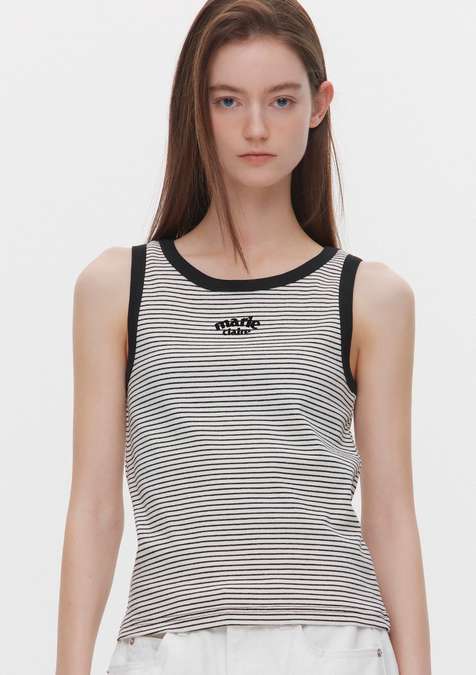 <韓國代購> MARIE CLAIRE CLASSIC LOGO STRIPED SLEEVELESS
