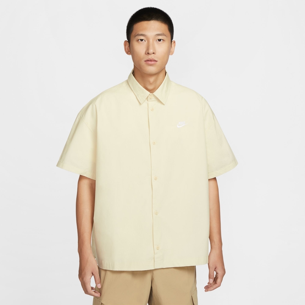 NIKE 短袖 AS M NK CLUB SS BTN SHIRT OS 淡黃色 襯衫 男 HJ2027-234