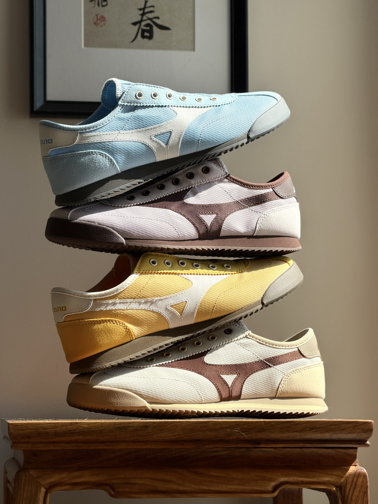 代購-Mizuno LG 60S SLIPON 復古 薄底撞色 一腳蹬 休閒鞋 男女同款 四色