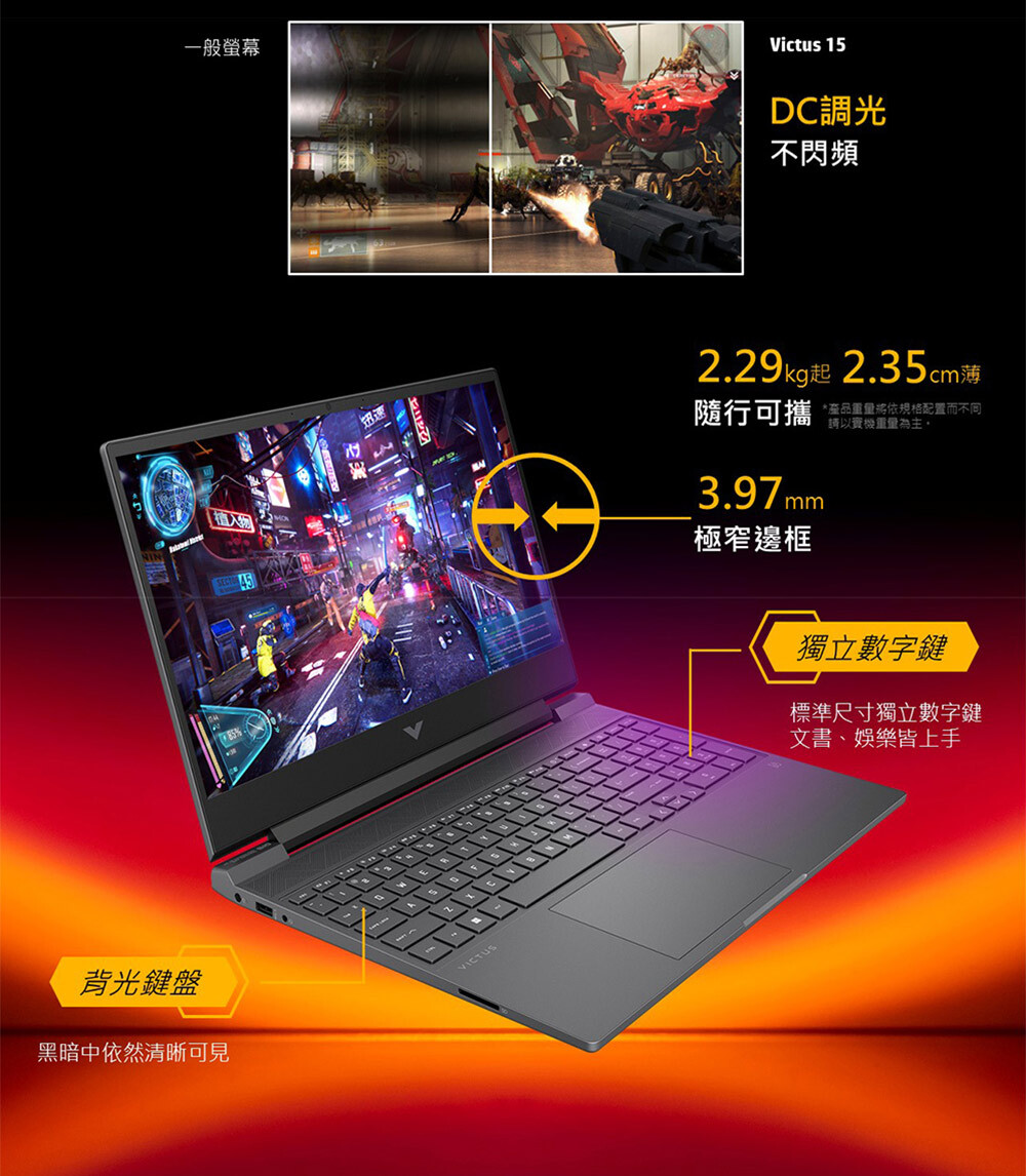 HP Victus Gaming 15-fa2186TX鍵盤