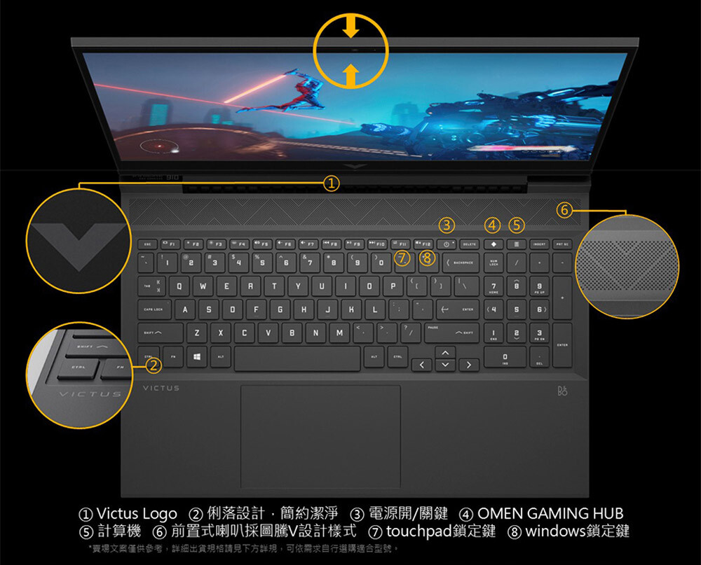 HP Victus Gaming 15-fa2186TX機身設計