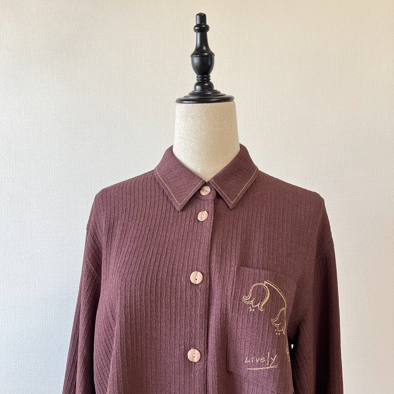 Made in Japan Brown Floral Embroidered Vintage Top