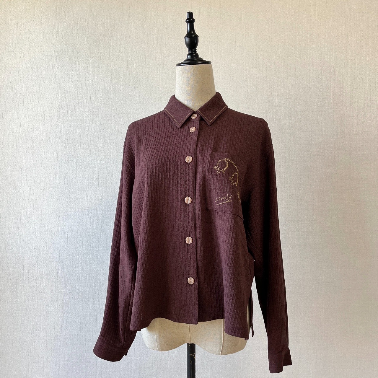 Made in Japan Brown Floral Embroidered Vintage Top
