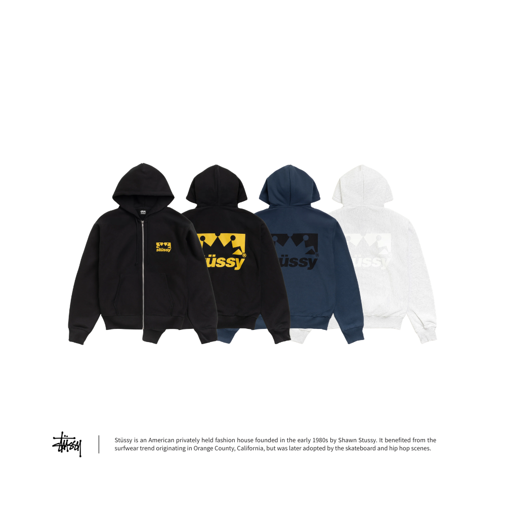 "代購" STUSSY BOX CROWN ZIP HOODIE 皇冠 連帽外套
