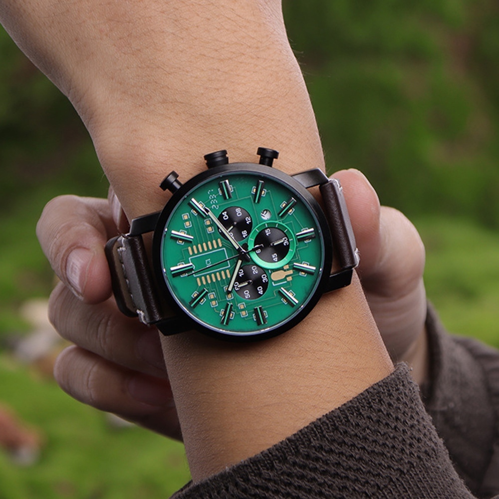 男生手錶 腕錶 真皮錶帶錶 運動手錶 指針手錶 科技感手錶 多功能手錶 線路板錶盤 皮帶錶 石英錶 送男友 手錶 802