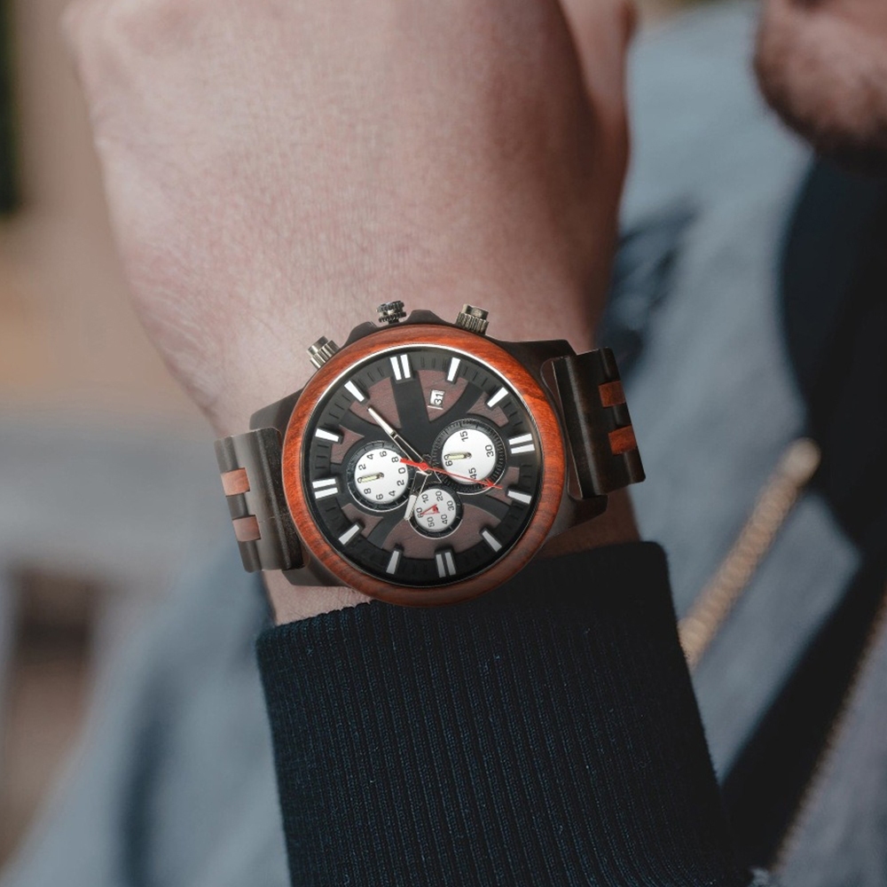 大錶盤手錶 多功能手錶 男生手錶 復古原木錶 木頭錶 手錶 腕錶 檀木手錶 指針手錶 斑馬木手錶 木質手錶 789