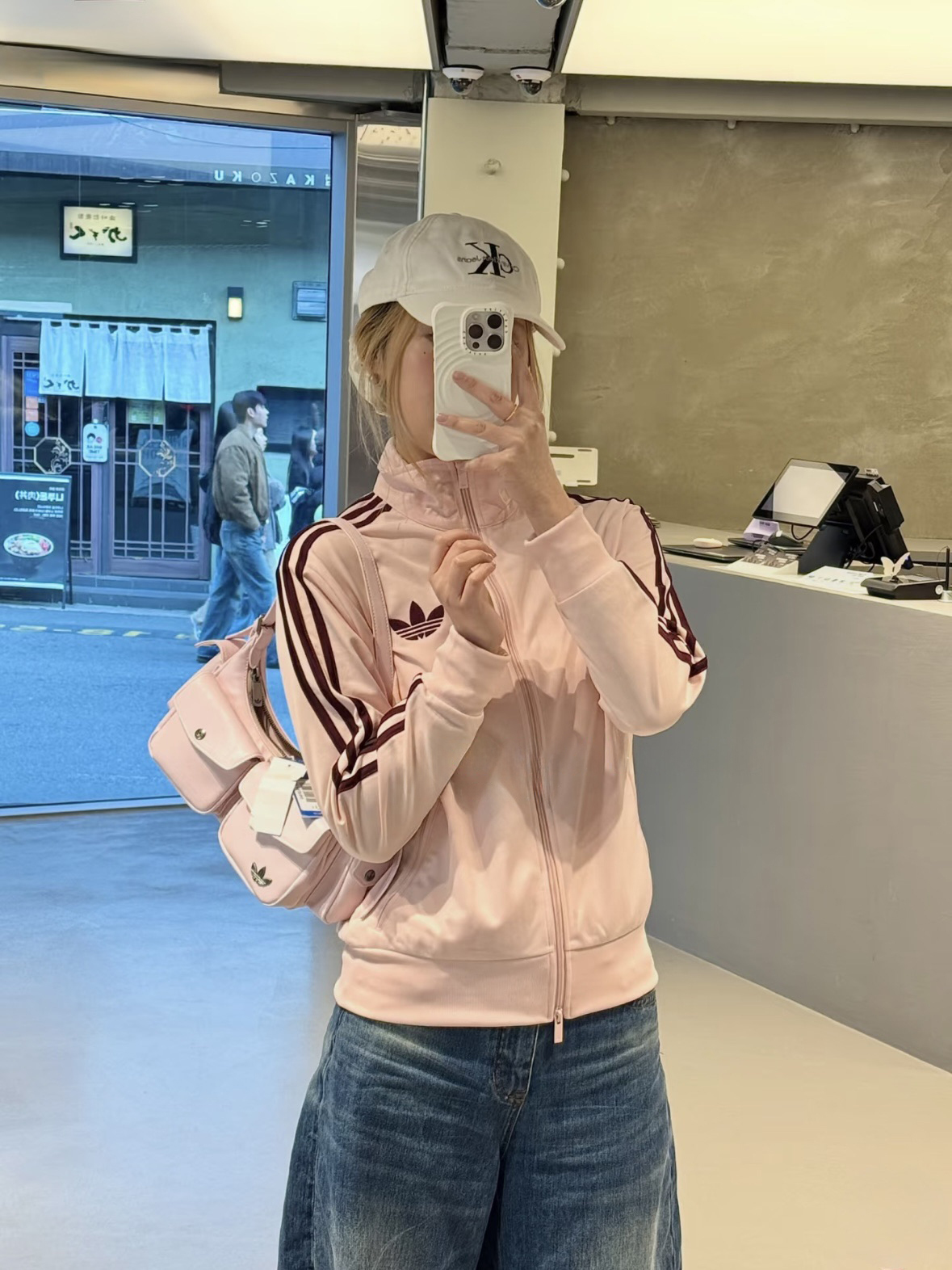 <韓國限定✨>Adidas Originals 小香風 口袋機車包 櫻花粉