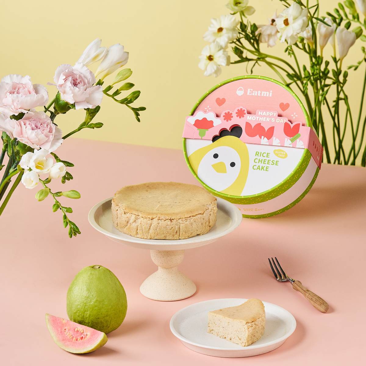 無麩質巴斯克乳酪米蛋糕-紅心芭樂(300g/盒)(奶蛋素)｜EATMI