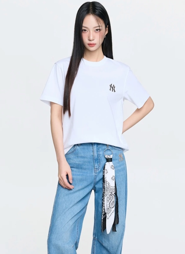 【重溫直播LIVECODE$258@1🔥】【超抵價入手經典款】｜SEMI OVER｜【MLB】Basic Small Logo Semi Overfit Short Sleeve T-shirt New York Yankees