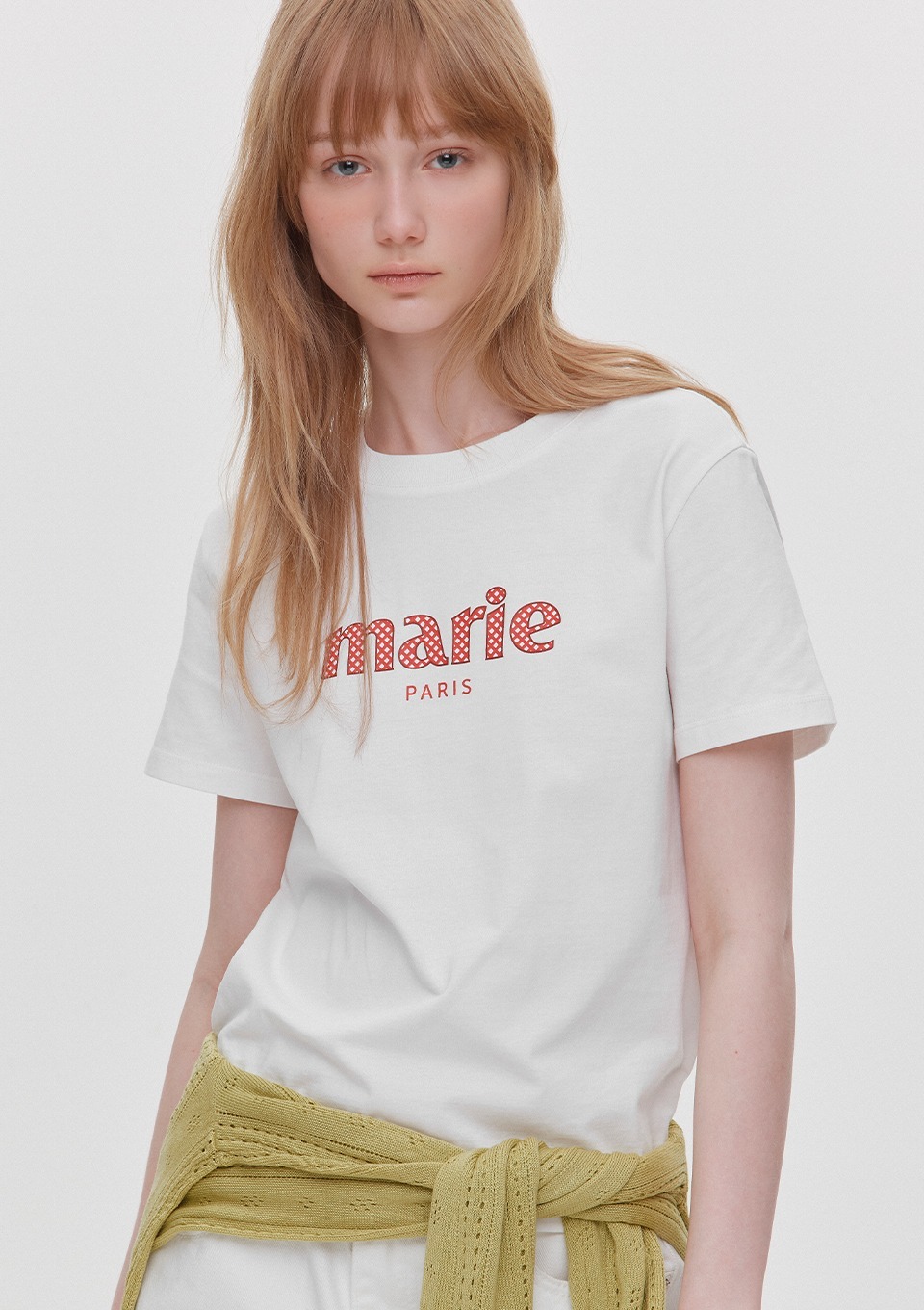 <韓國代購> MARIE CLAIRE SIGNATURE LOGO CHECK PATCH TEE