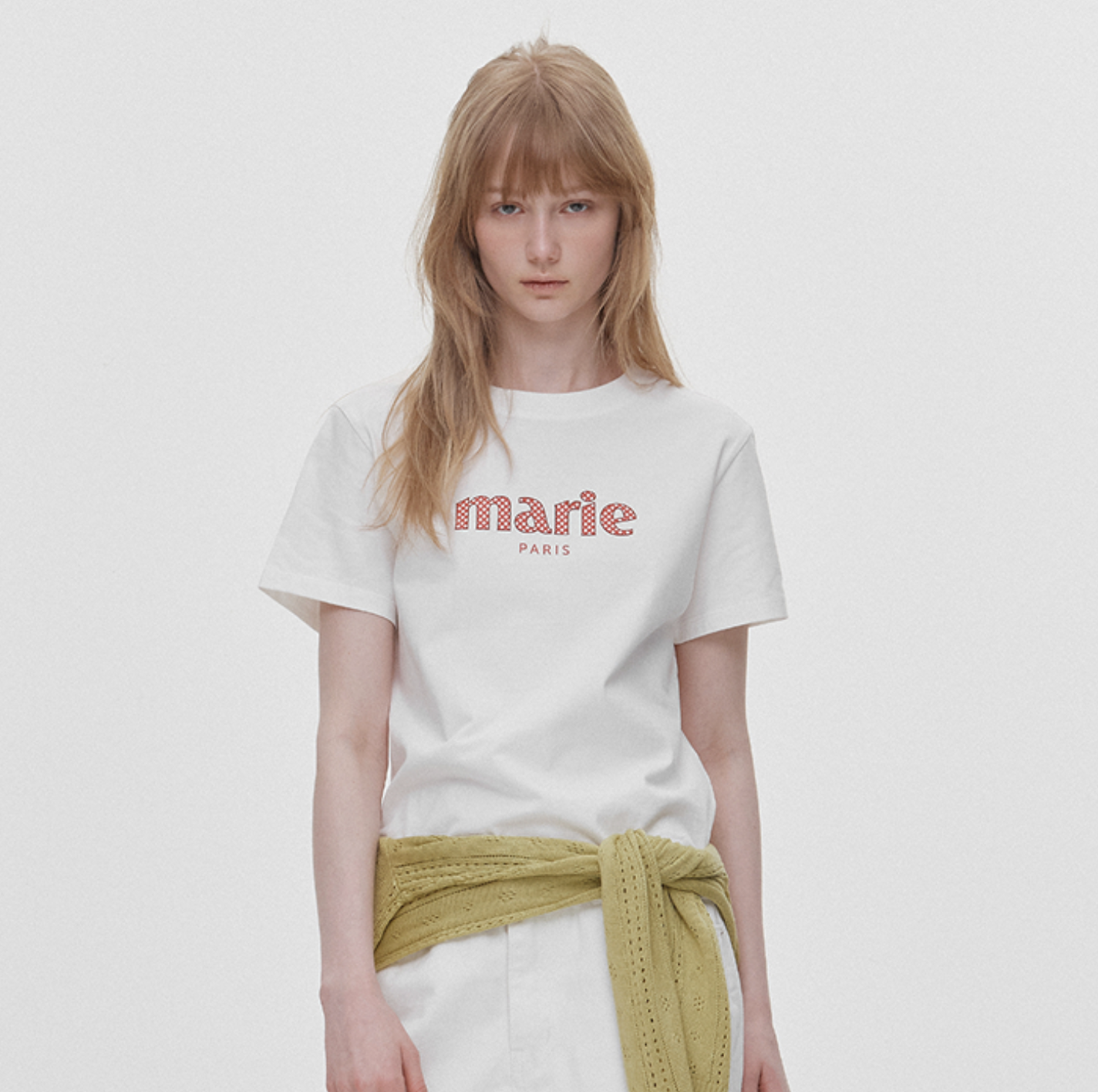 <韓國代購> MARIE CLAIRE SIGNATURE LOGO CHECK PATCH TEE