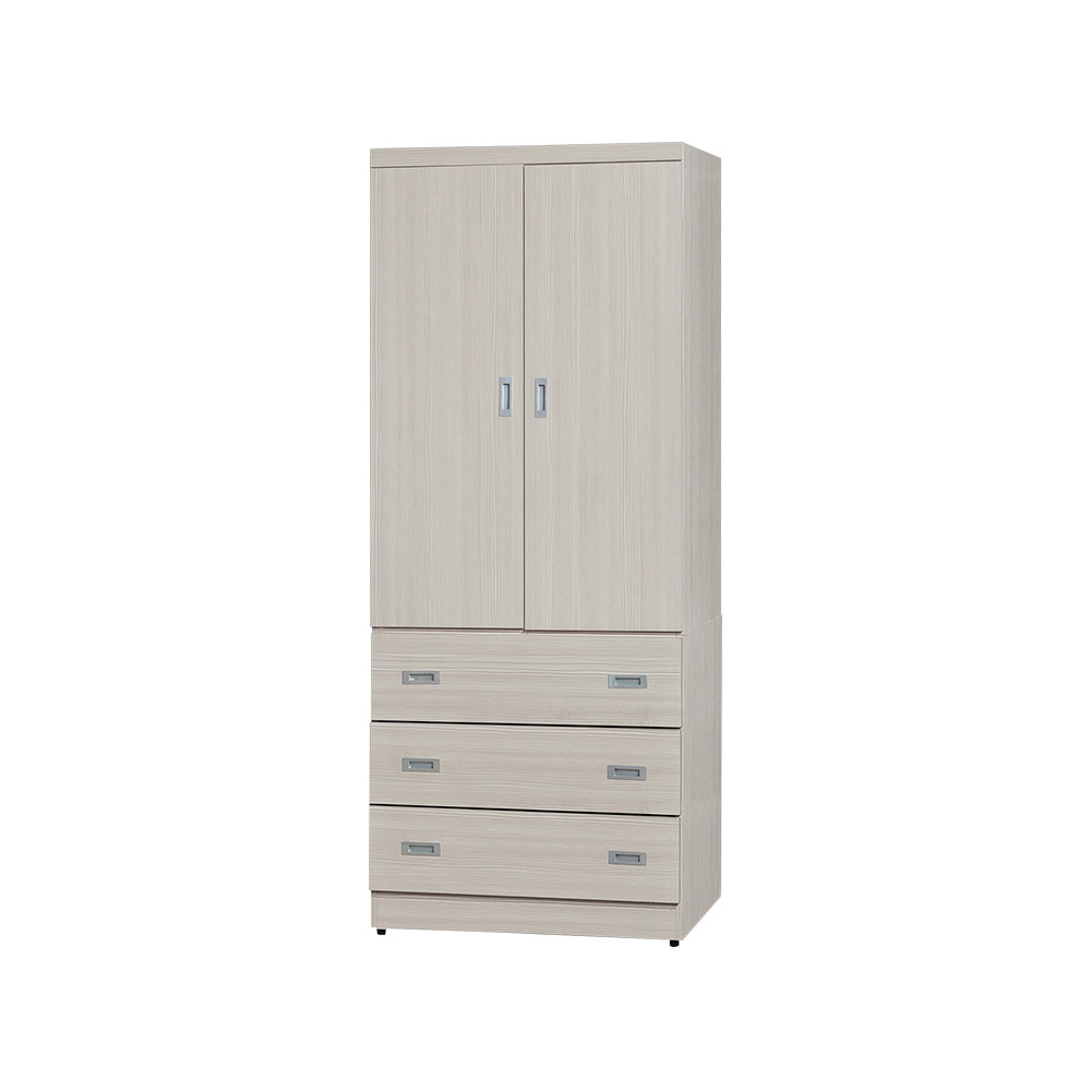 柏蒂家居-巴羅2.7尺二門三抽衣櫃/衣櫥