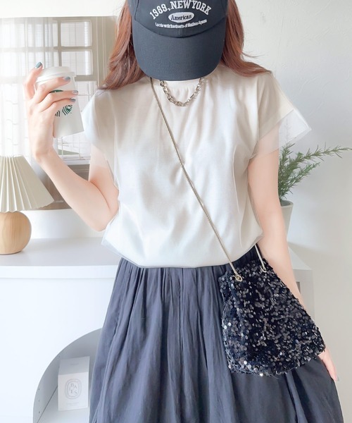 260326 背部印花薄紗層疊法式TEE