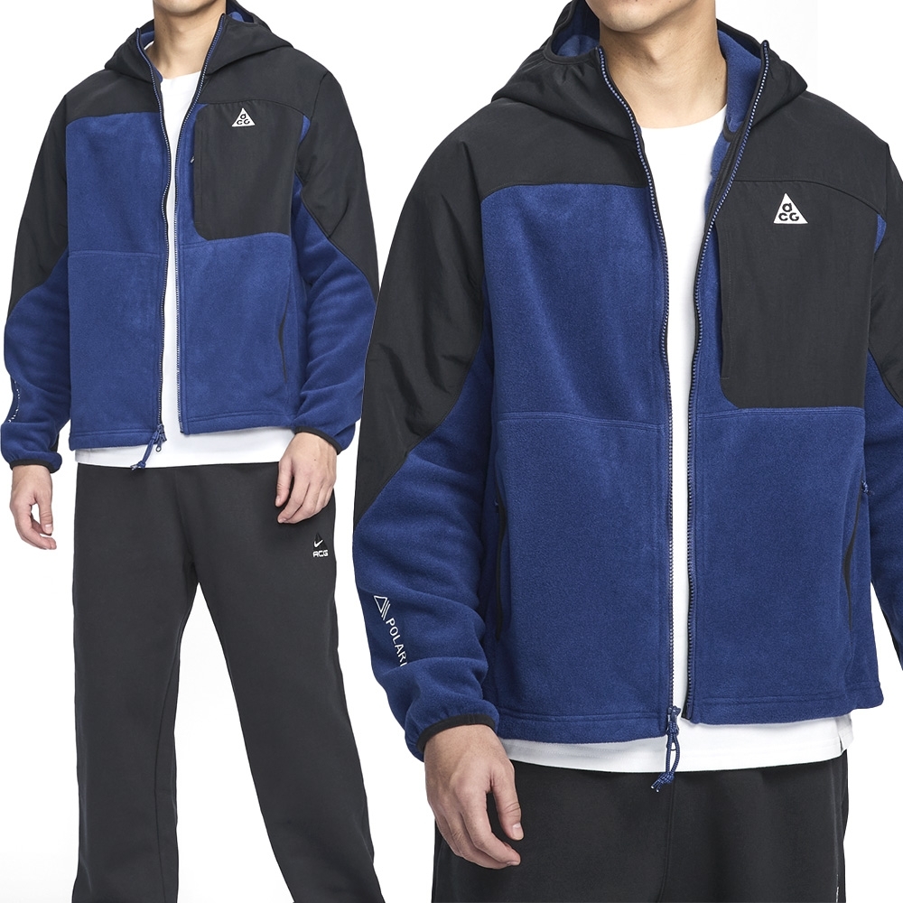 NIKE 外套 AS U ACG WOLF TREE FZ HD PLUS 藍黑 搖粒絨 運動外套 男 HJ2459-010
