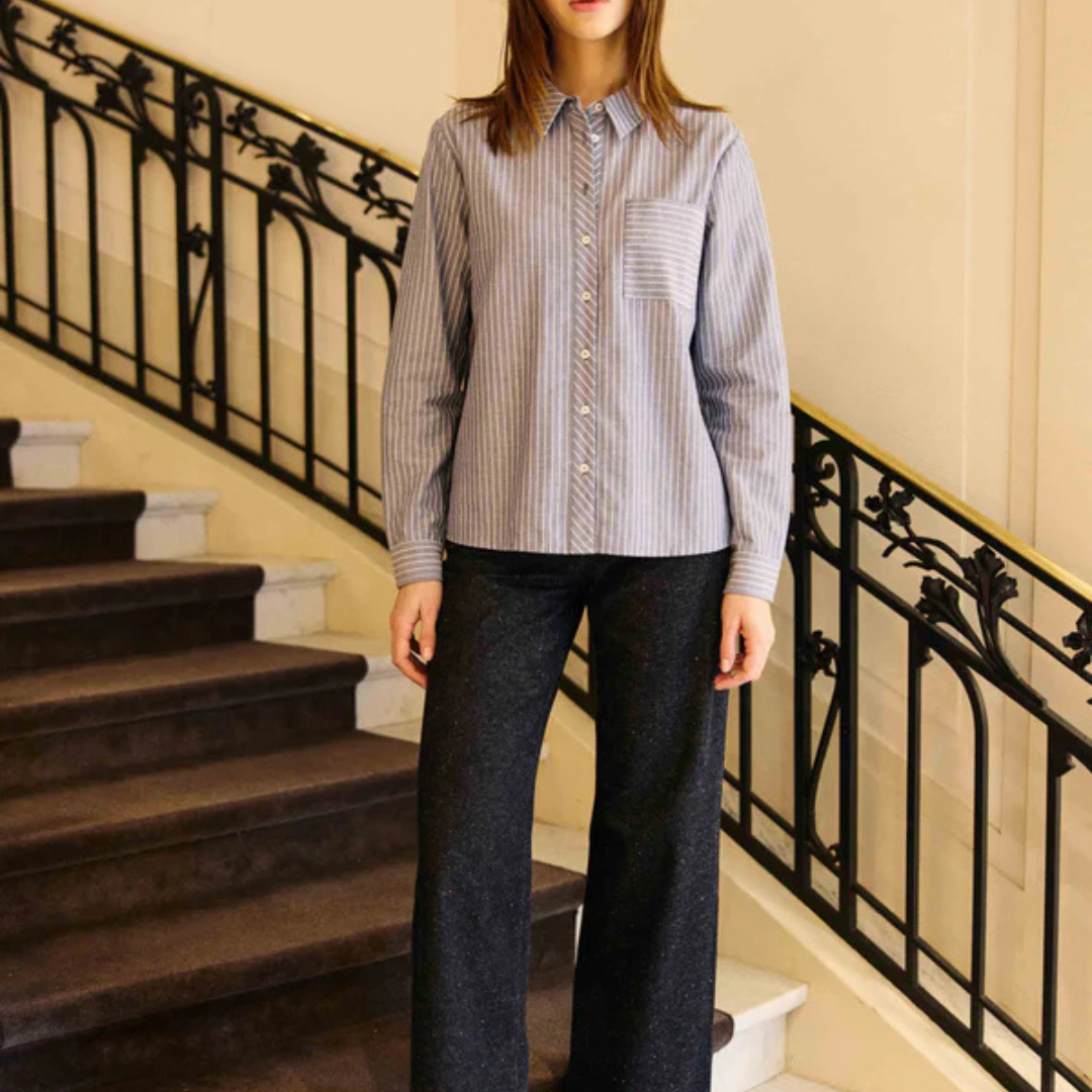 1LP0327-002 [LA PETITE ETOILE] Chemisier Cecile Bleu/Ecru #CECILE-C102611C0A/20-BLEU/ECRU (EU)