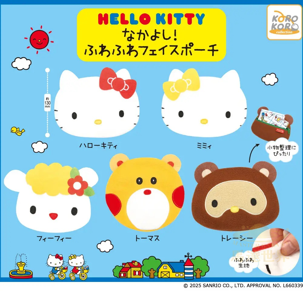 IP4扭蛋-Hello Kitty Nakayoshi！毛絨臉收納包-Thomas