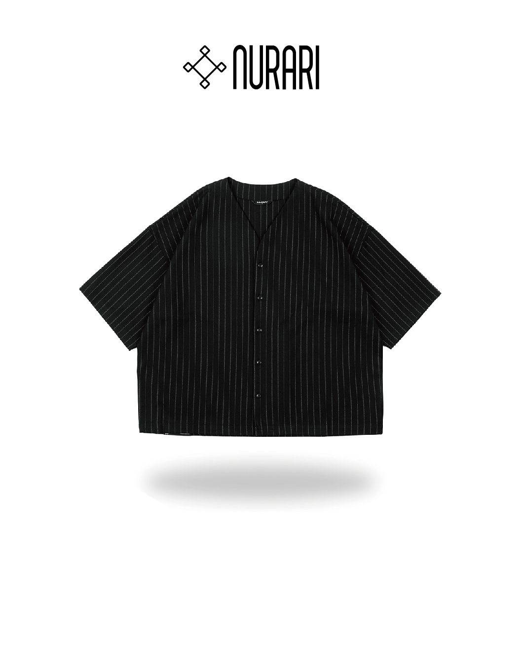 Nurari 直條紋無領罩衫 黑 26 S/S Civ. Minimalist ST+ cardigan shirt