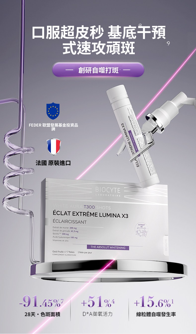 法國【全身內調提亮點陣飲】25ml*7支/盒 BIOCYTE碧維斯 【正品】美白祛斑 全身內調提亮  祛頑斑