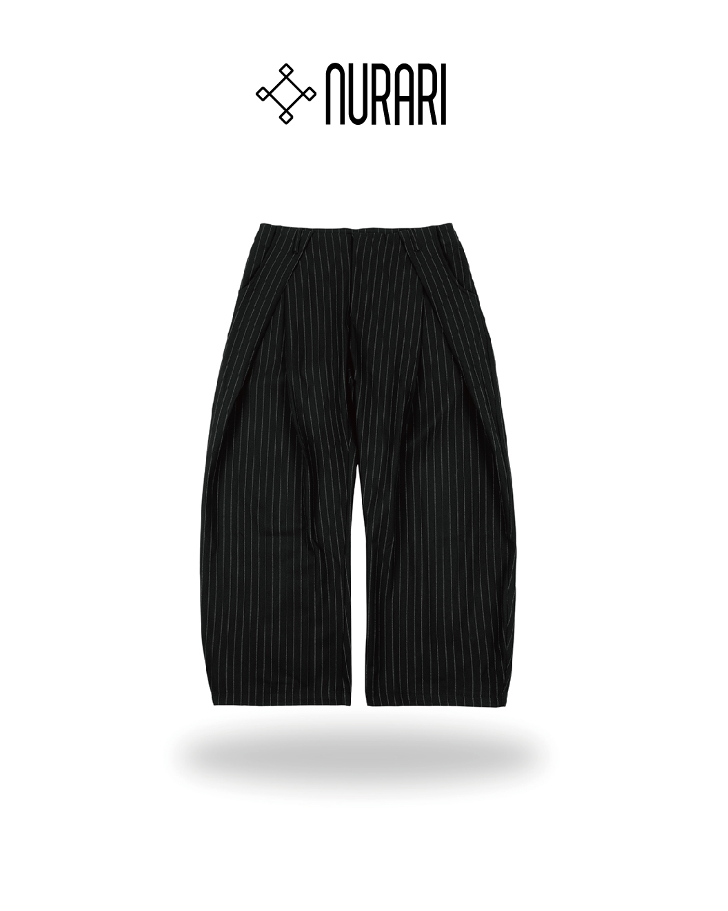 Nurari 直條紋彎刀內打摺西裝長褲 黑 26 S/S Civ. Minimalist ST+ scimitar pants