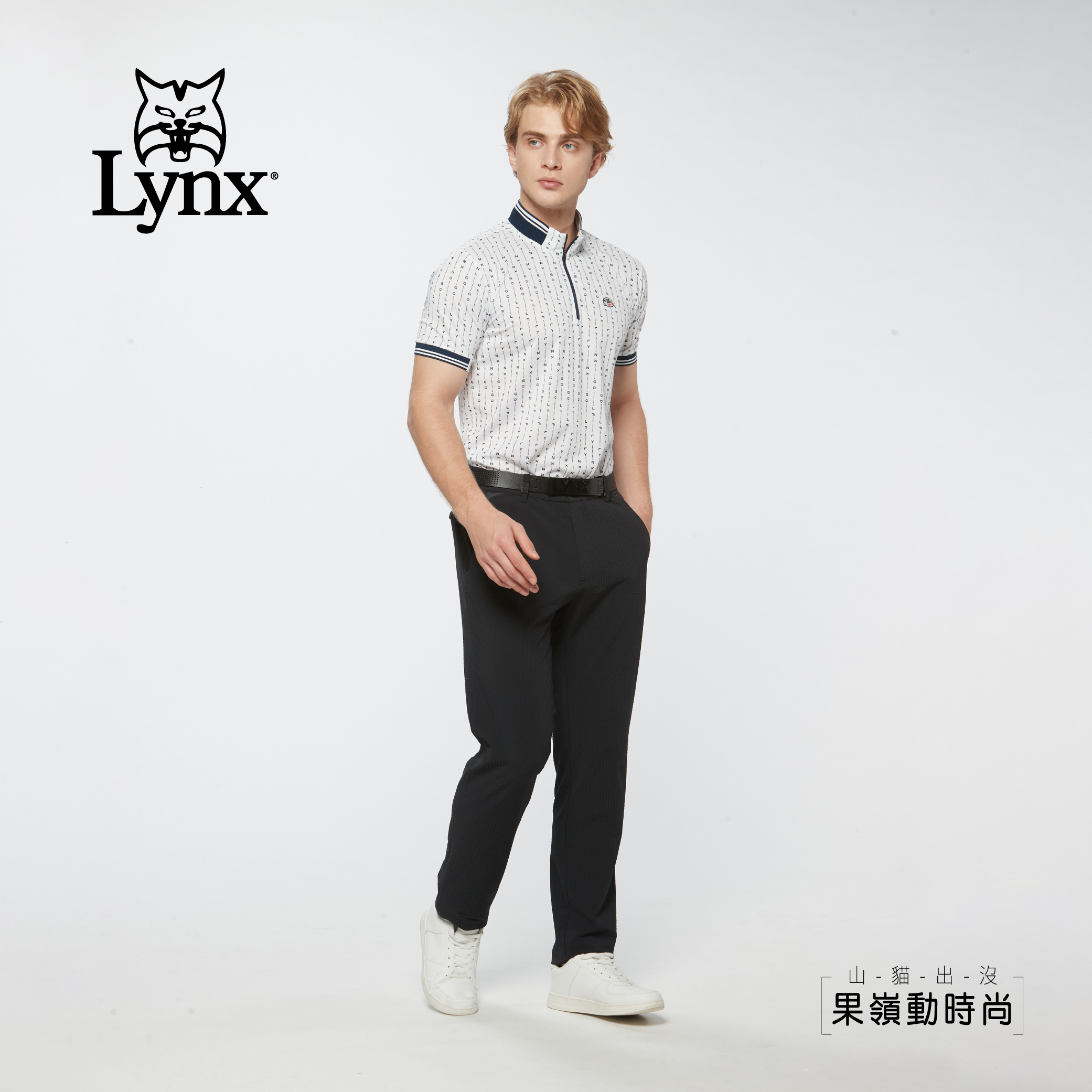 男款四面彈性吸濕排汗經典泡泡紗長褲