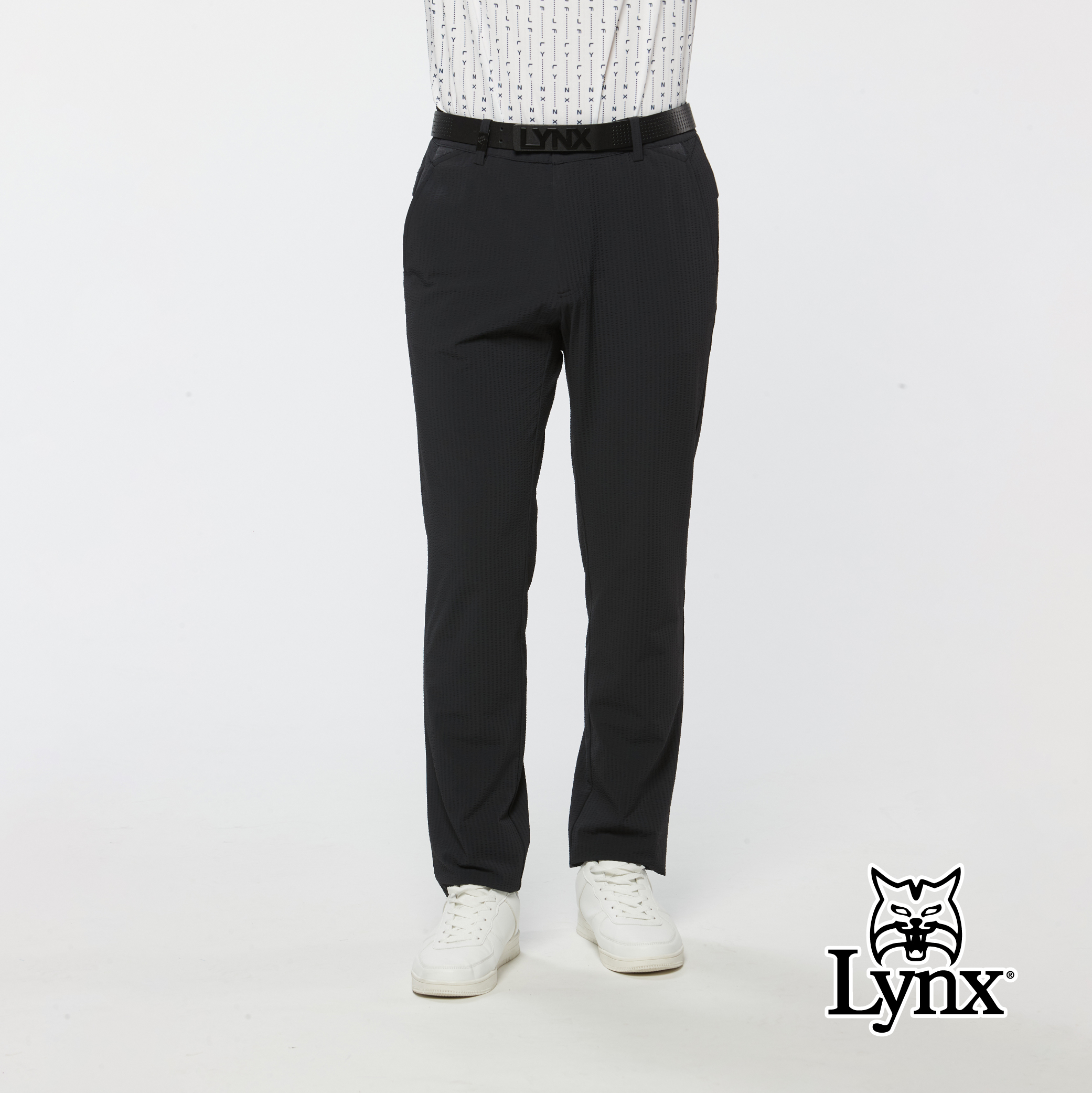 男款四面彈性吸濕排汗經典泡泡紗長褲