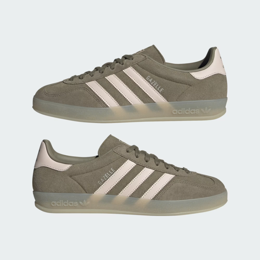 【 adidas GAZELLE INDOOR 休閒麂皮鞋款 - 灰綠x粉 】