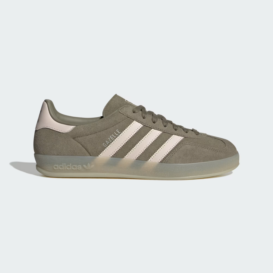 【 adidas GAZELLE INDOOR 休閒麂皮鞋款 - 灰綠x粉 】