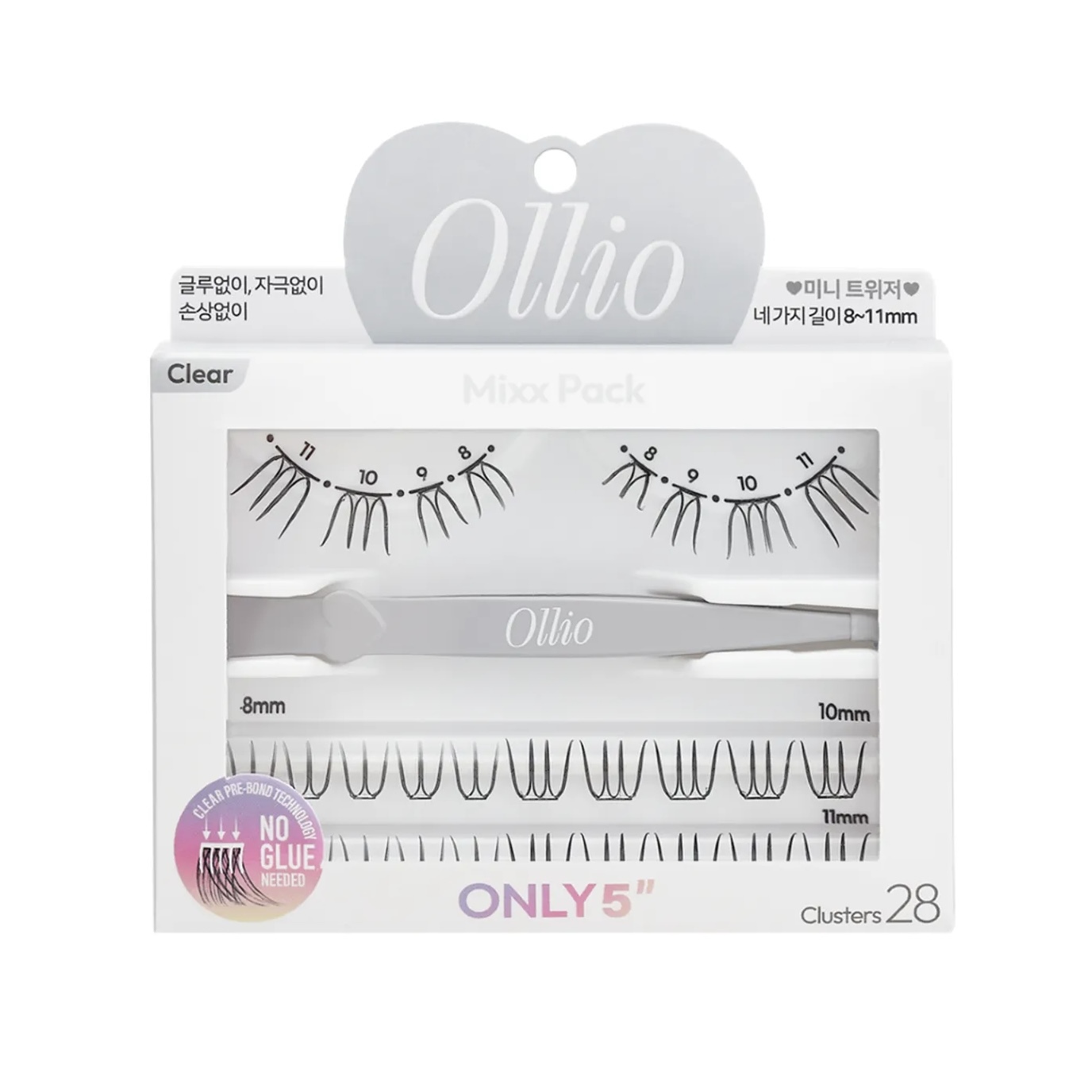 Ollio免膠水假睫毛套組[Mixx PACK] (8/9/10/11mm) 28pcs