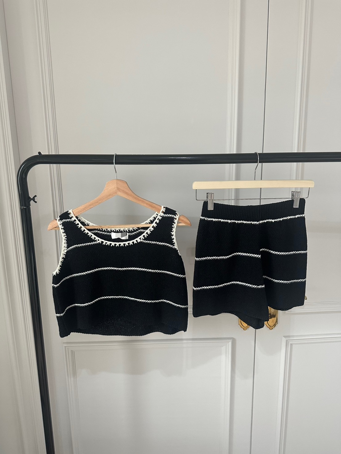 #AM10 滾邊鉤織套裝（黑/白/杏）