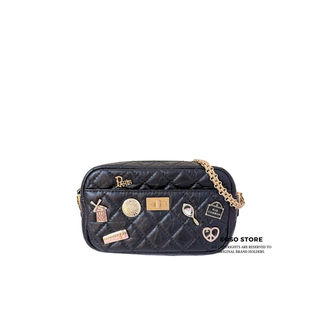 Chanel Lucky Charms Reissue 2.55 Camera Bag - Black / Ghw