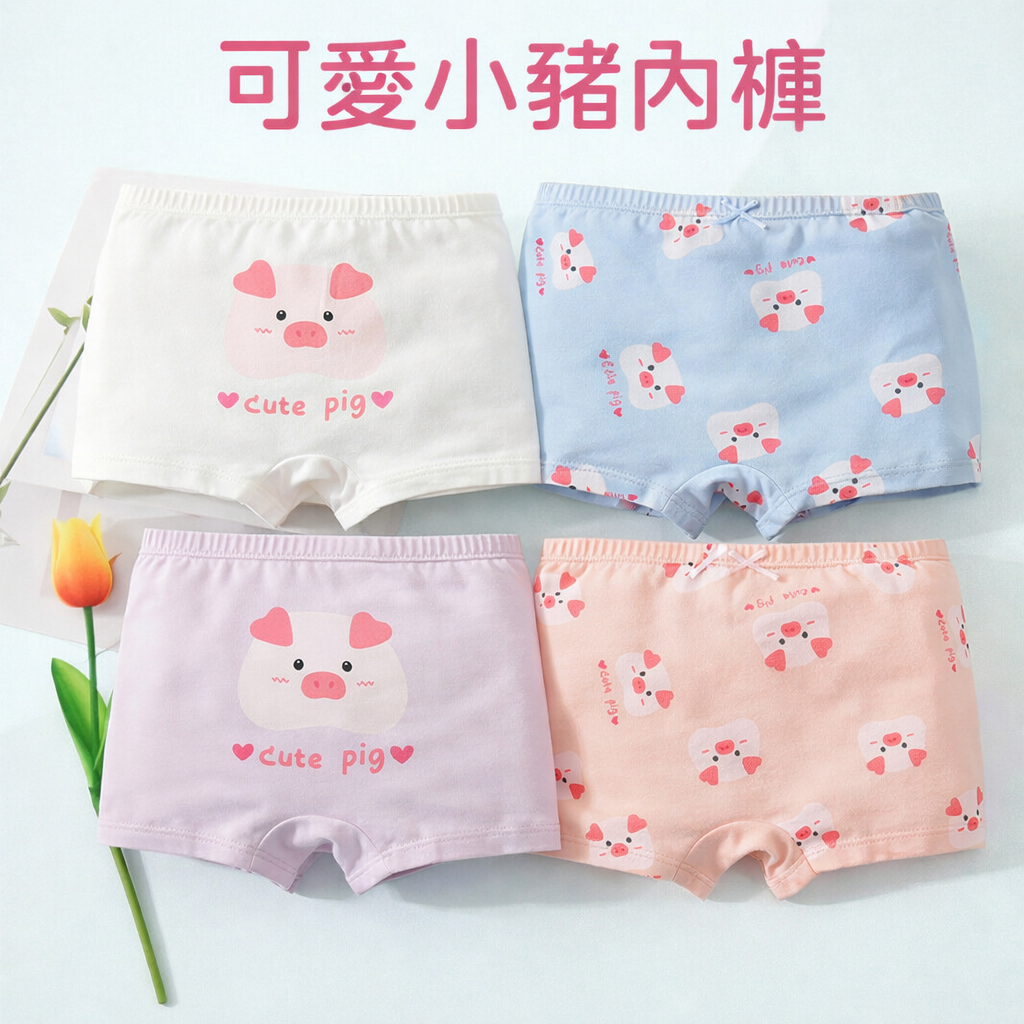 可愛小豬平角內褲4入