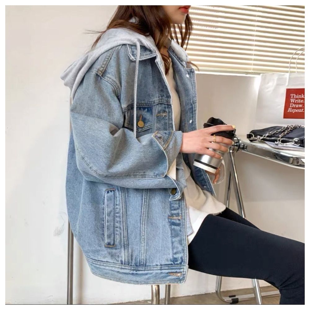 【ASister 小姊姊】AS1940#牛仔外套☆中大尺碼*假兩件設計*可甜可鹽丹寧外套(2色 S-2XL)