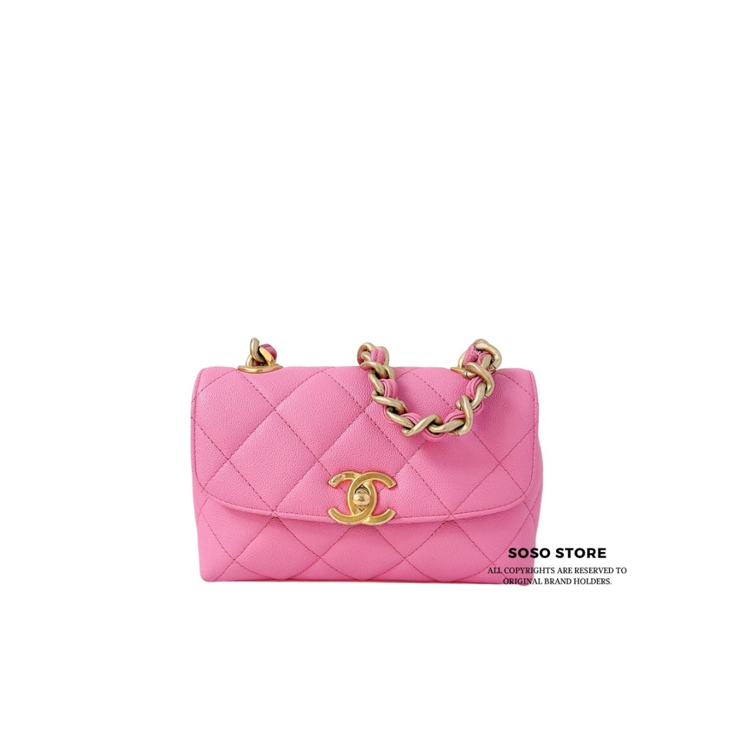 Chanel Caviar Quilted Mini Sweetheart Flap Bag - Pink / Ghw