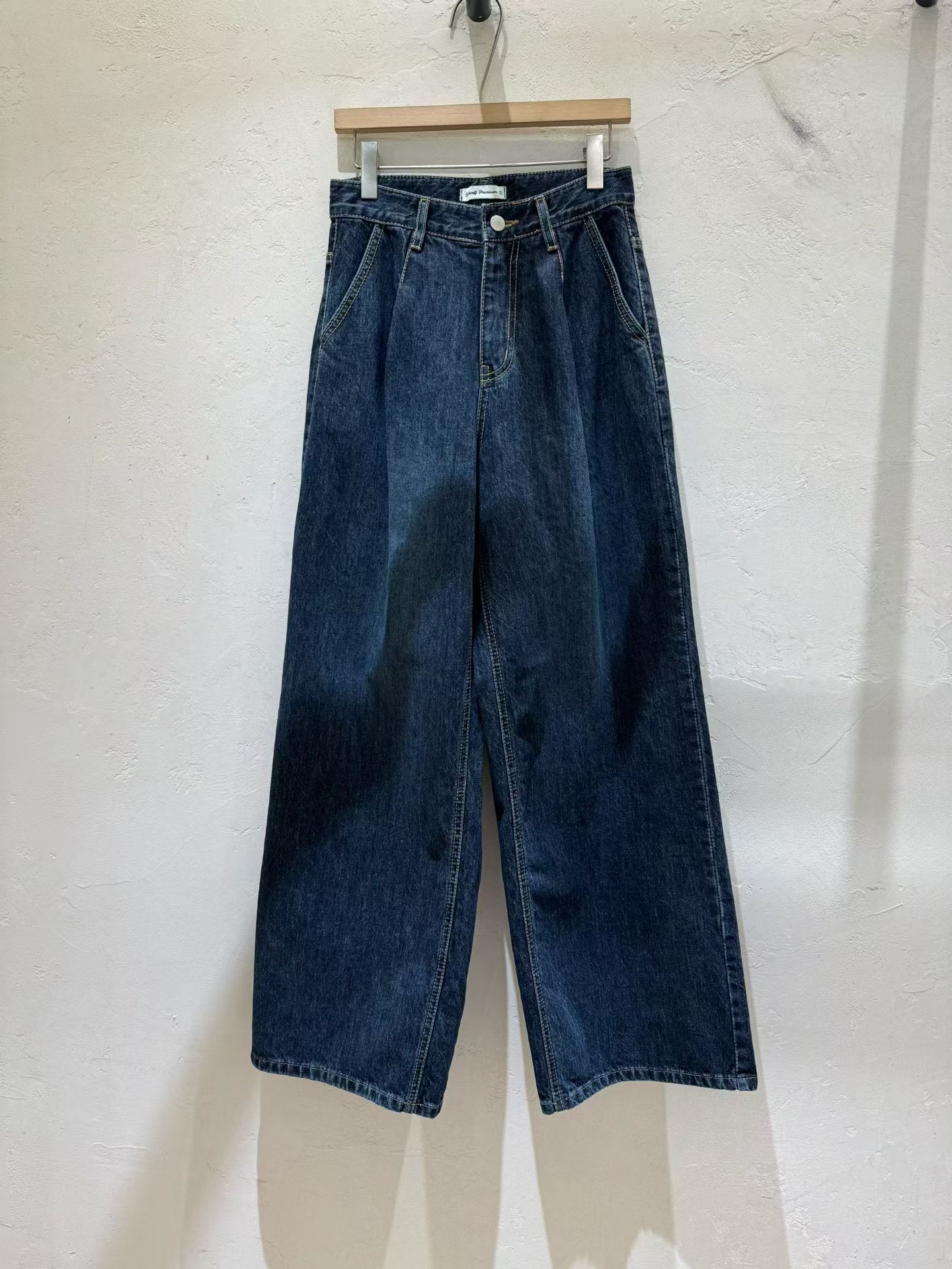 WJ6055 打褶原色牛仔褲