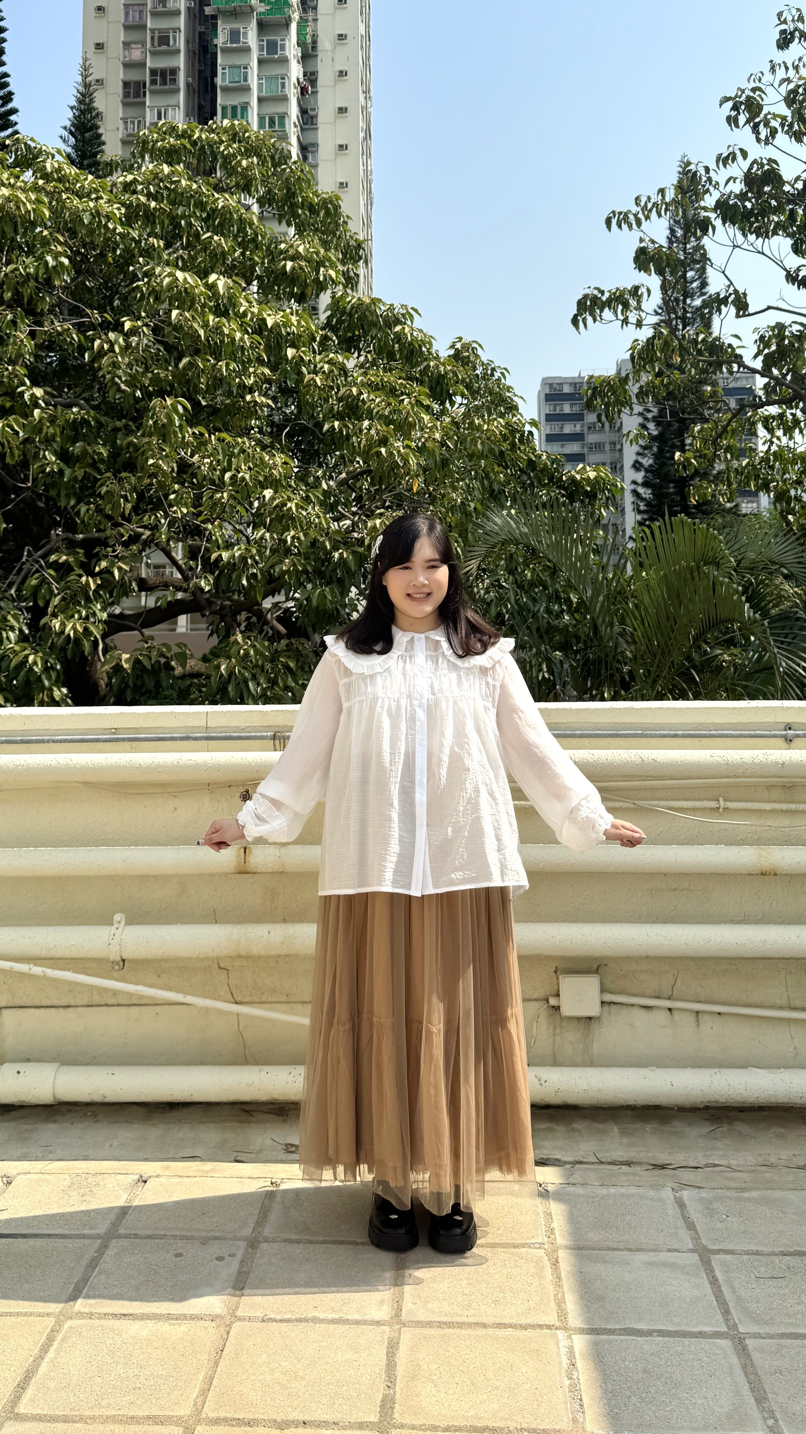 腰圍大彈性！拼紗半身裙