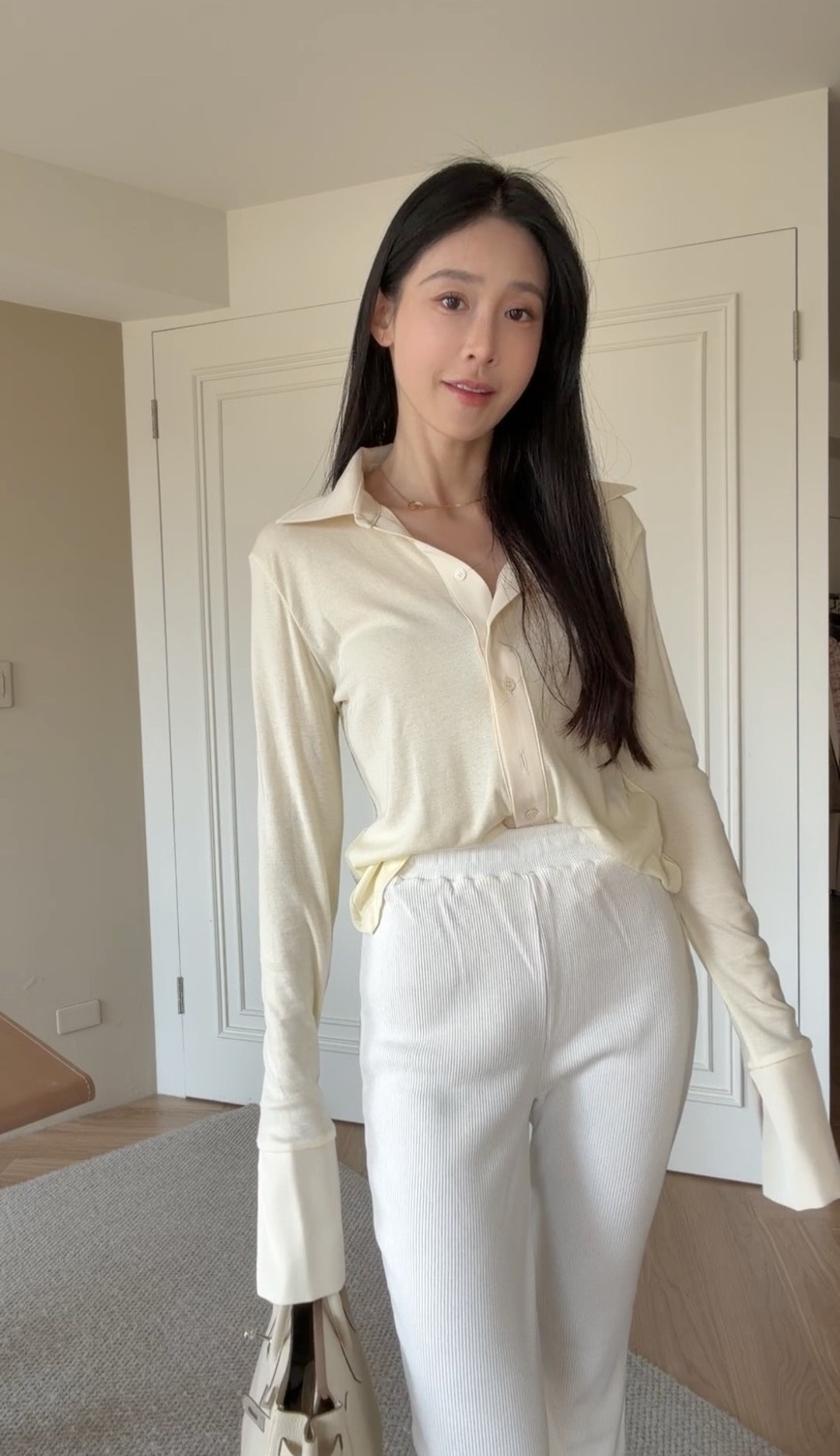 ｜韓國｜翻領排扣修身上衣