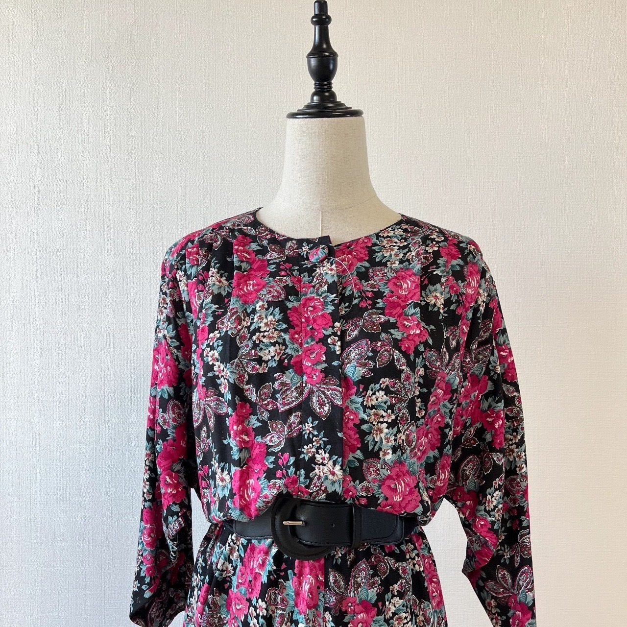 NINA PICCAINO美國製黑色大花連身裙