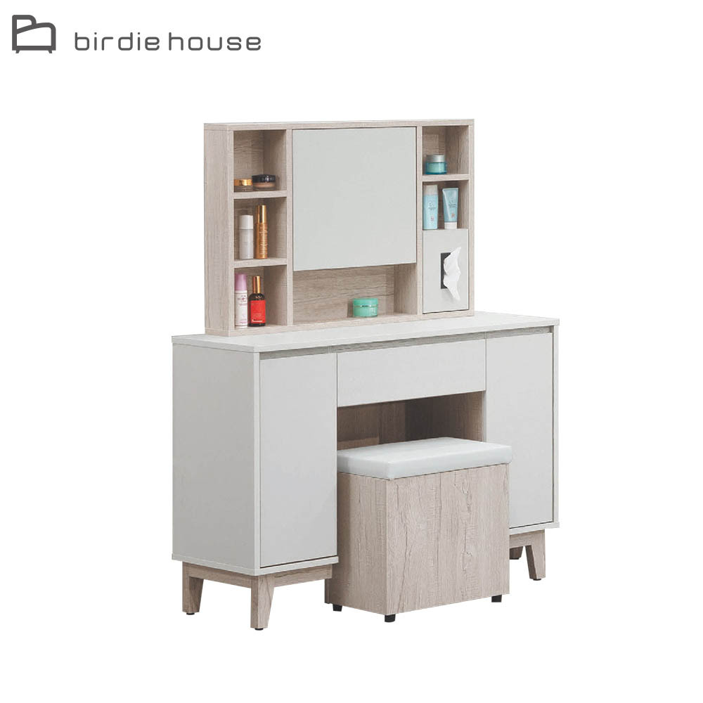 柏蒂家居-巴克利3.3尺隱藏式鏡面收納化妝桌/梳妝鏡台/梳妝檯(附化妝椅)