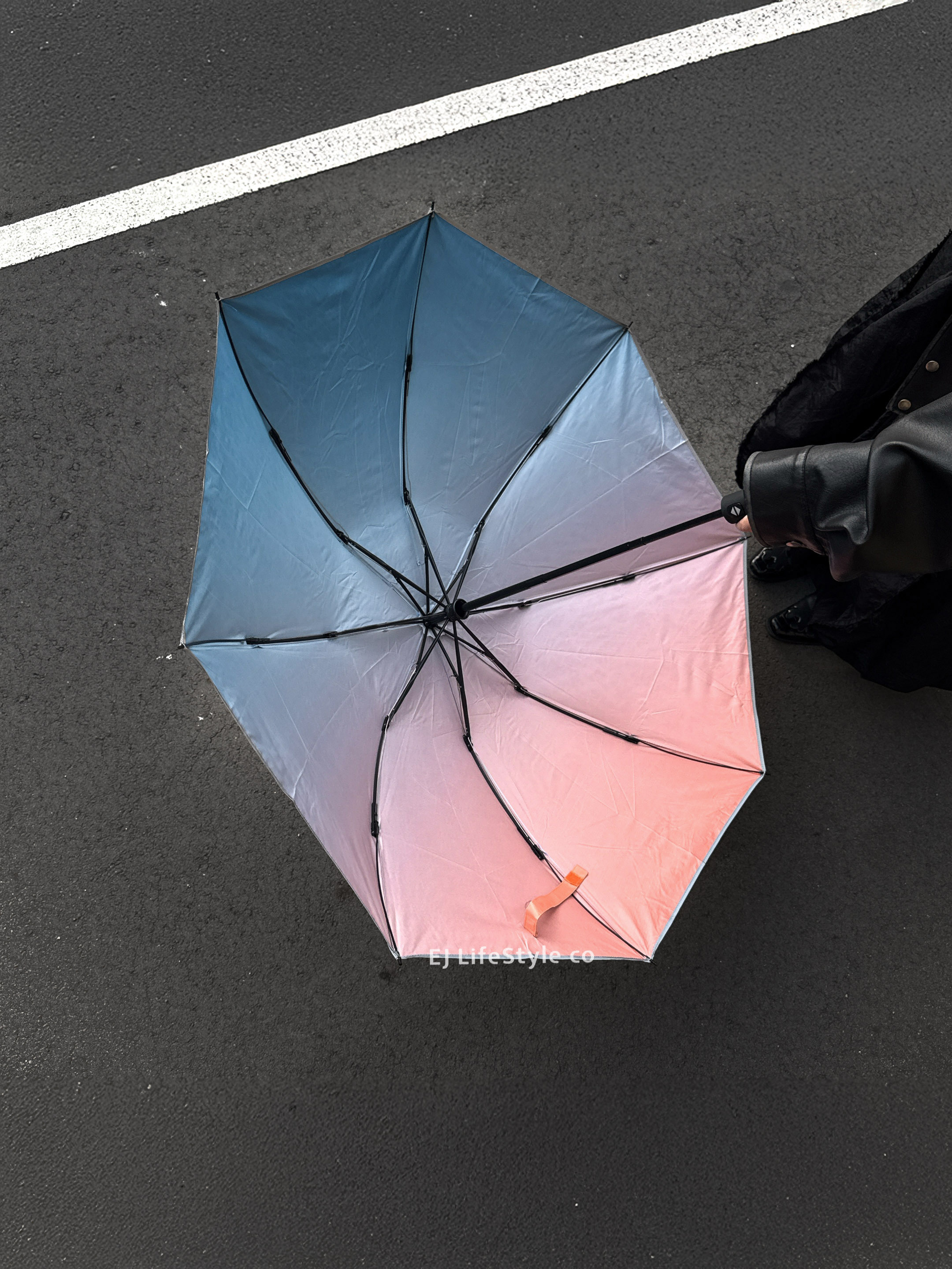 ADIDAS ORIGINALS 三葉草 自動摺疊傘 藍 彩色內裏 晴雨傘 遮陽傘 8傘骨 21吋 / 現貨