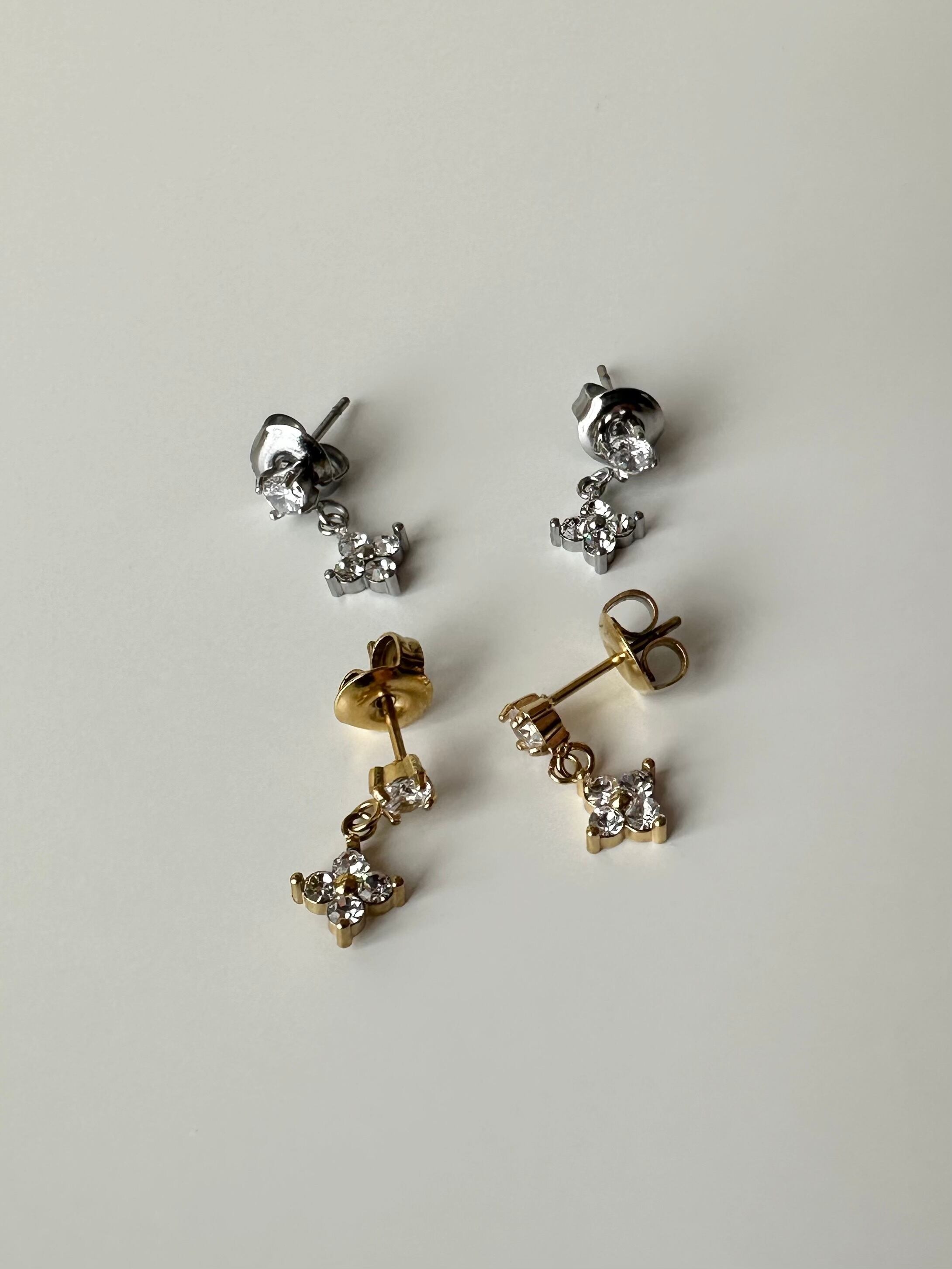 SS zircon flower drop pierce