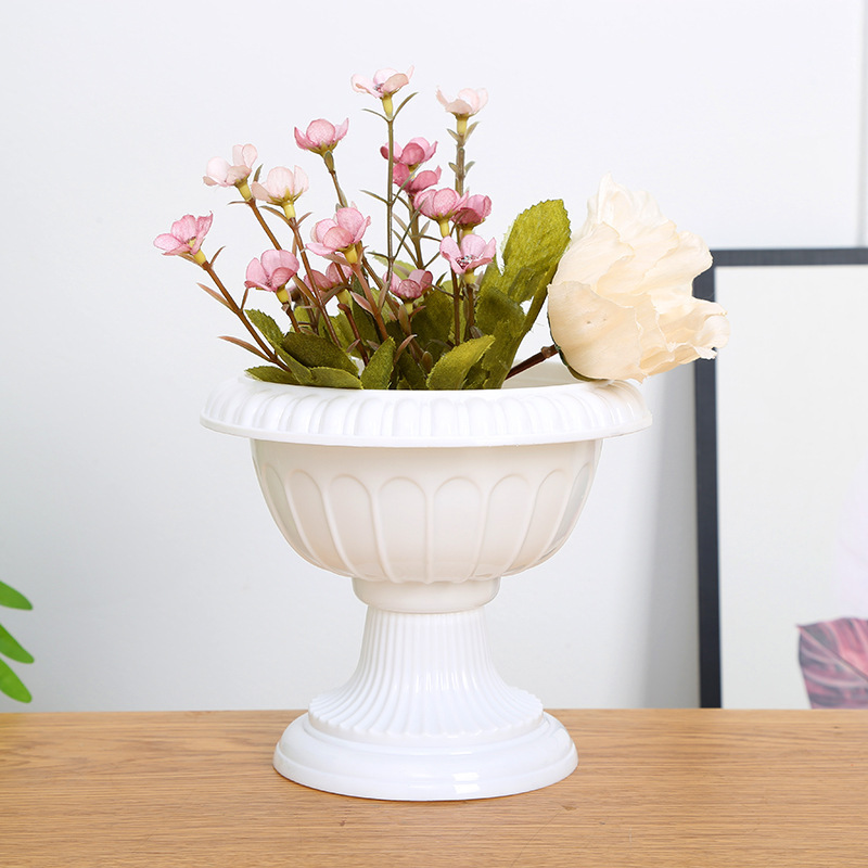 【台灣現貨速發】羅馬塑膠花盆 花器｜圓型花盆 方底花盆