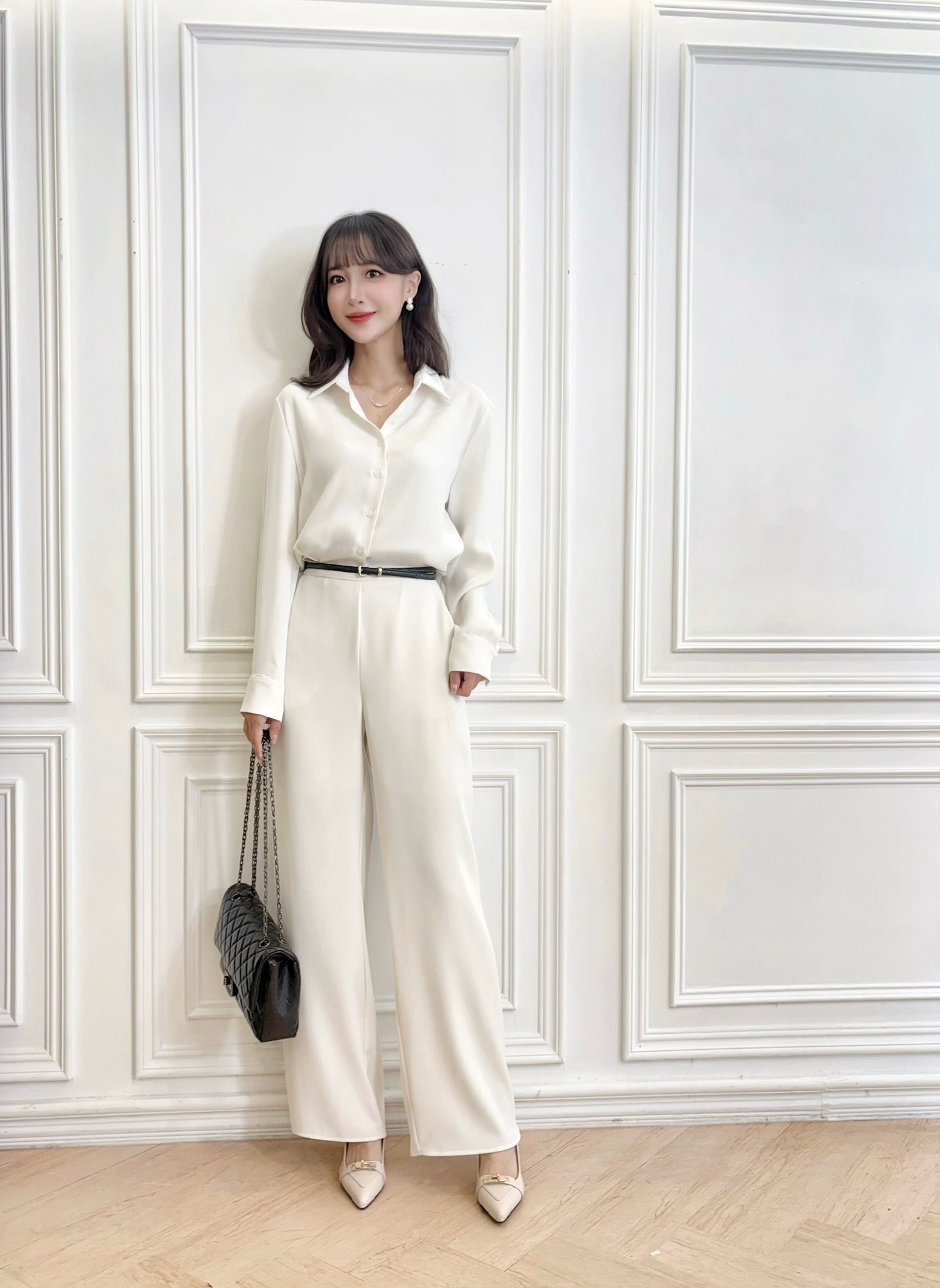 質感滑料直筒褲