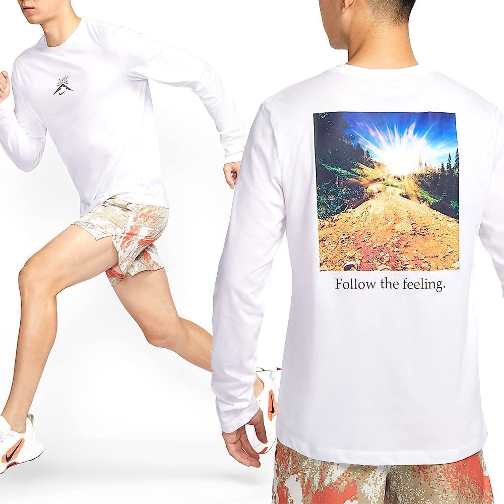 NIKE 長袖 TEE LS TRAIL SSNL 白色 運動 慢跑 薄長T 男 HJ3602-100