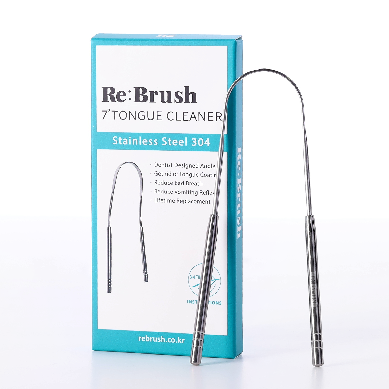 RE:BRUSH 專業級 7 度斜角不鏽鋼舌苔清潔棒