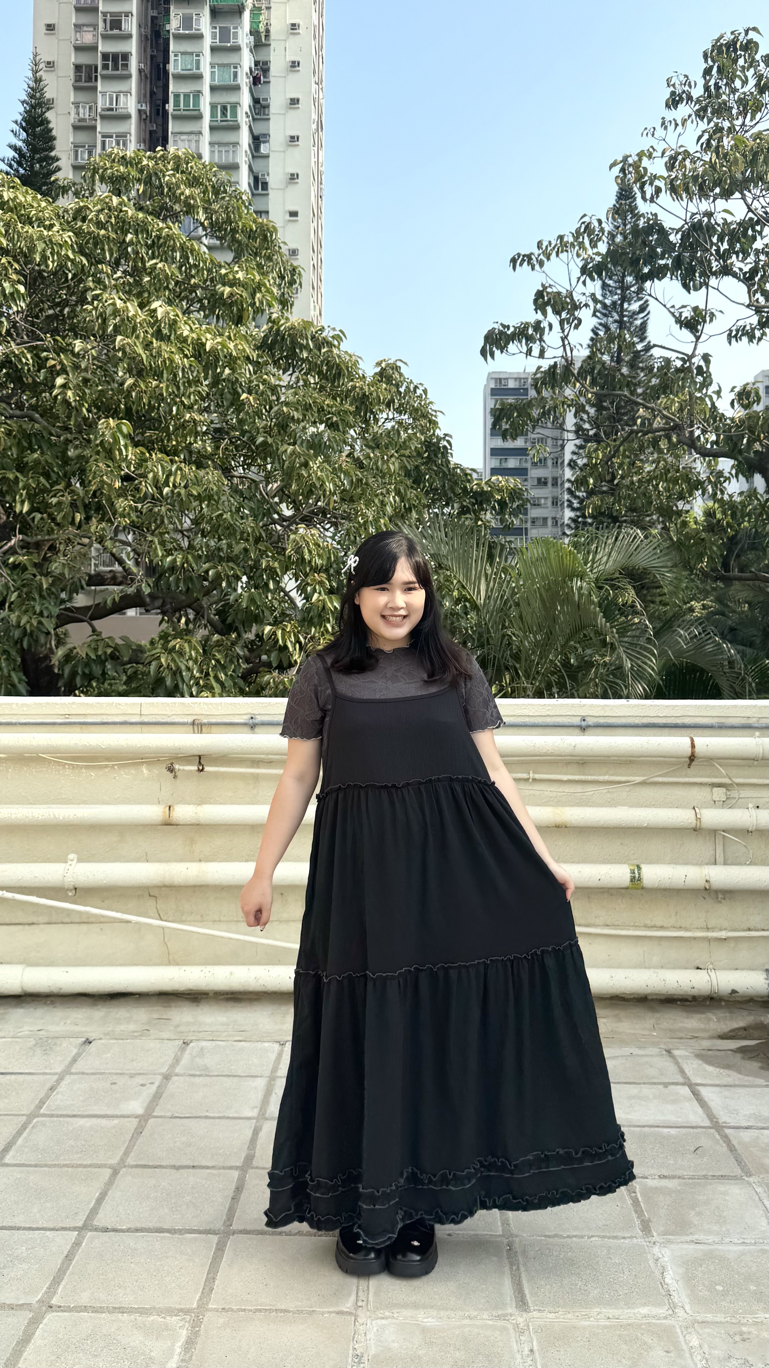 蝴蝶結扭紋拼色透身Top