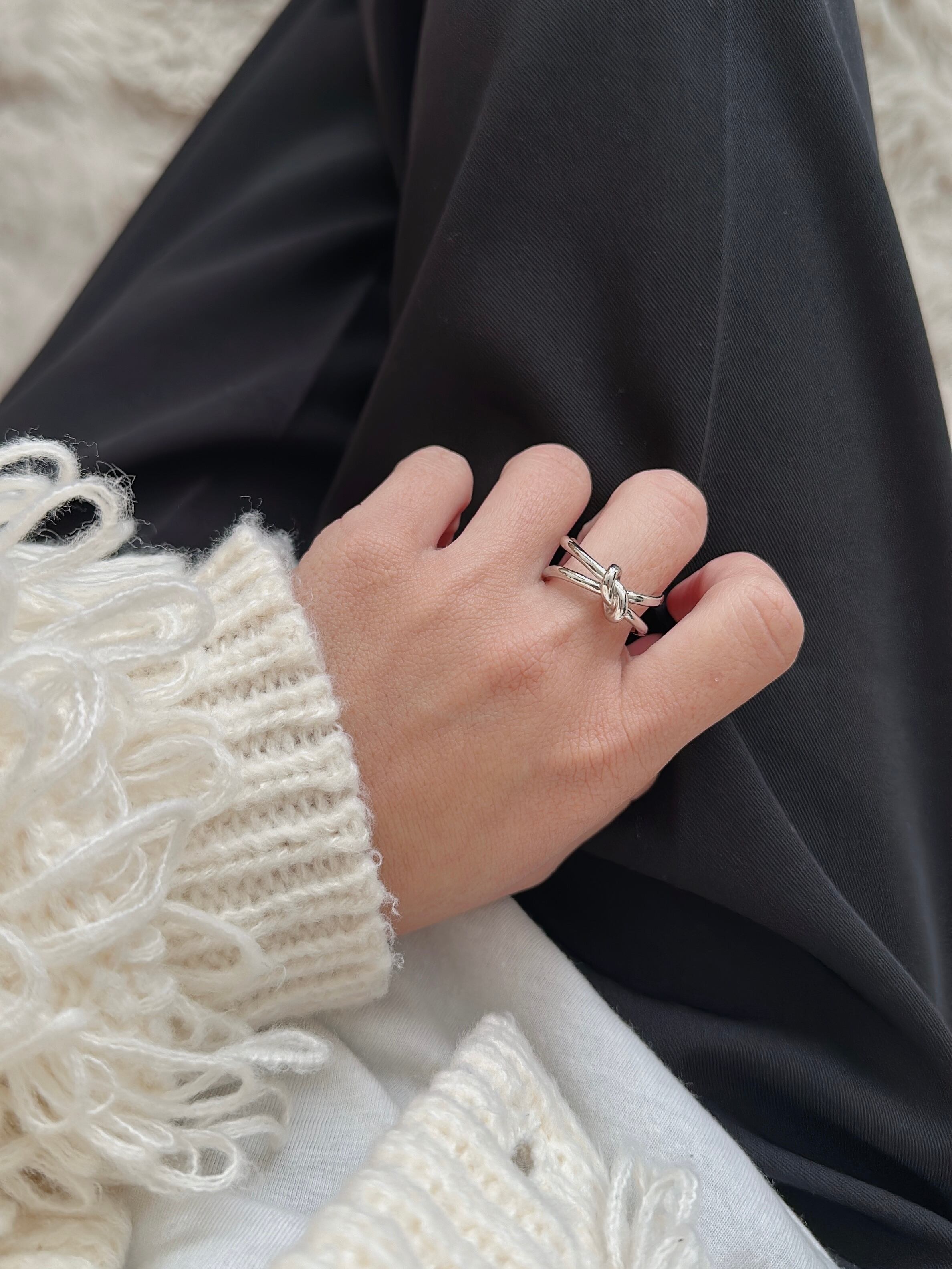 SS rough knot ring