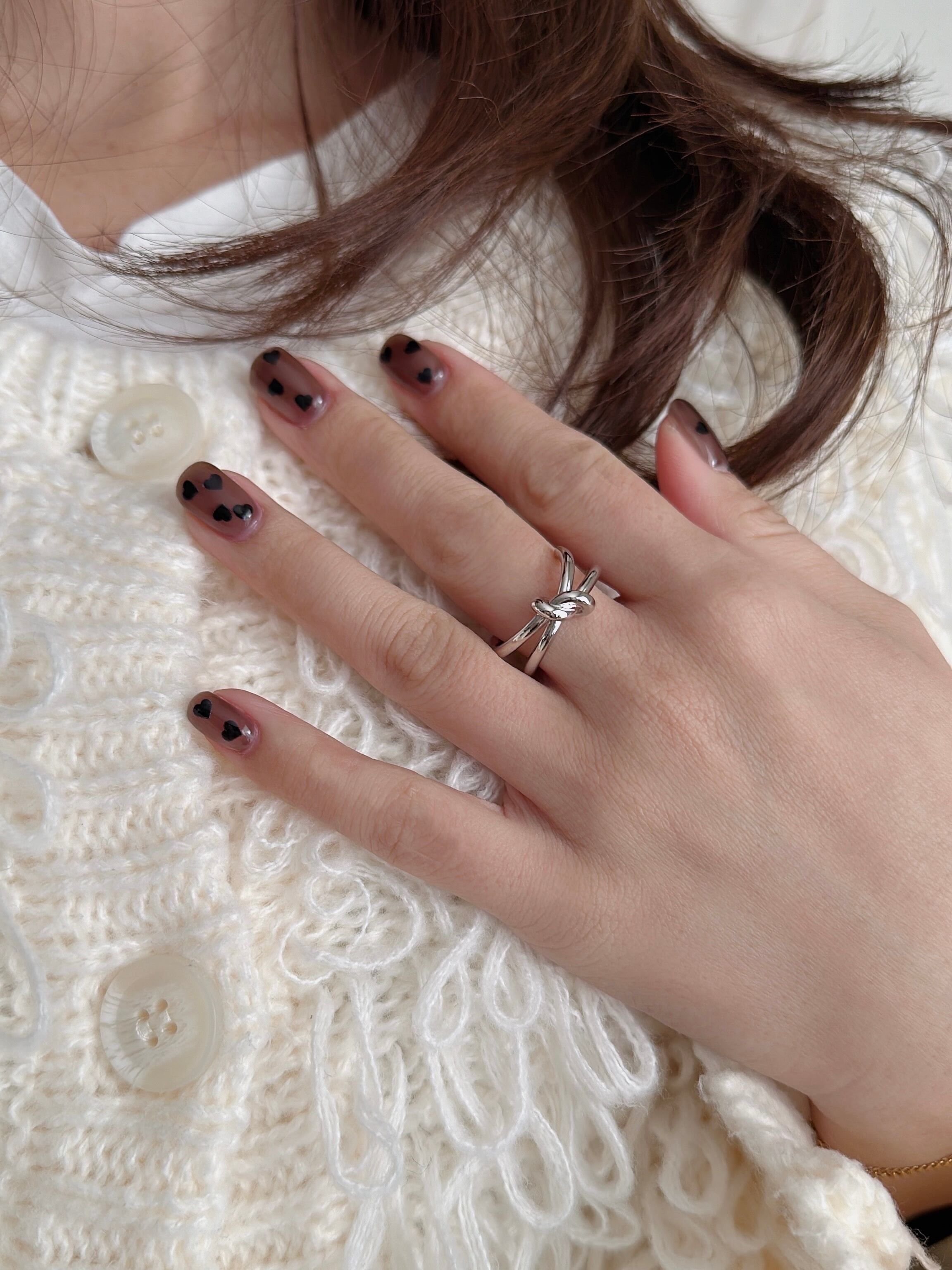 SS rough knot ring