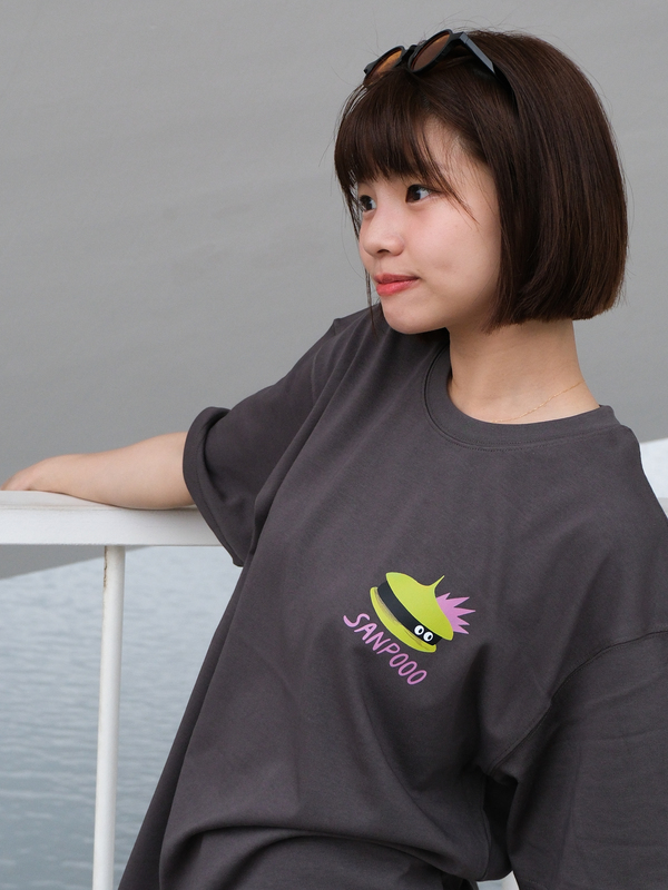 SANPOOO｜2026 眼球先決｜重磅寬版落肩短 Tee｜深灰